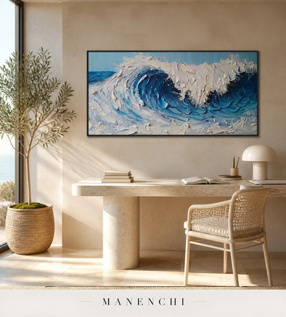 Marine Surge | Contemporary Wall Art - original hand-painted painting by Manenchi, styled in a room setting