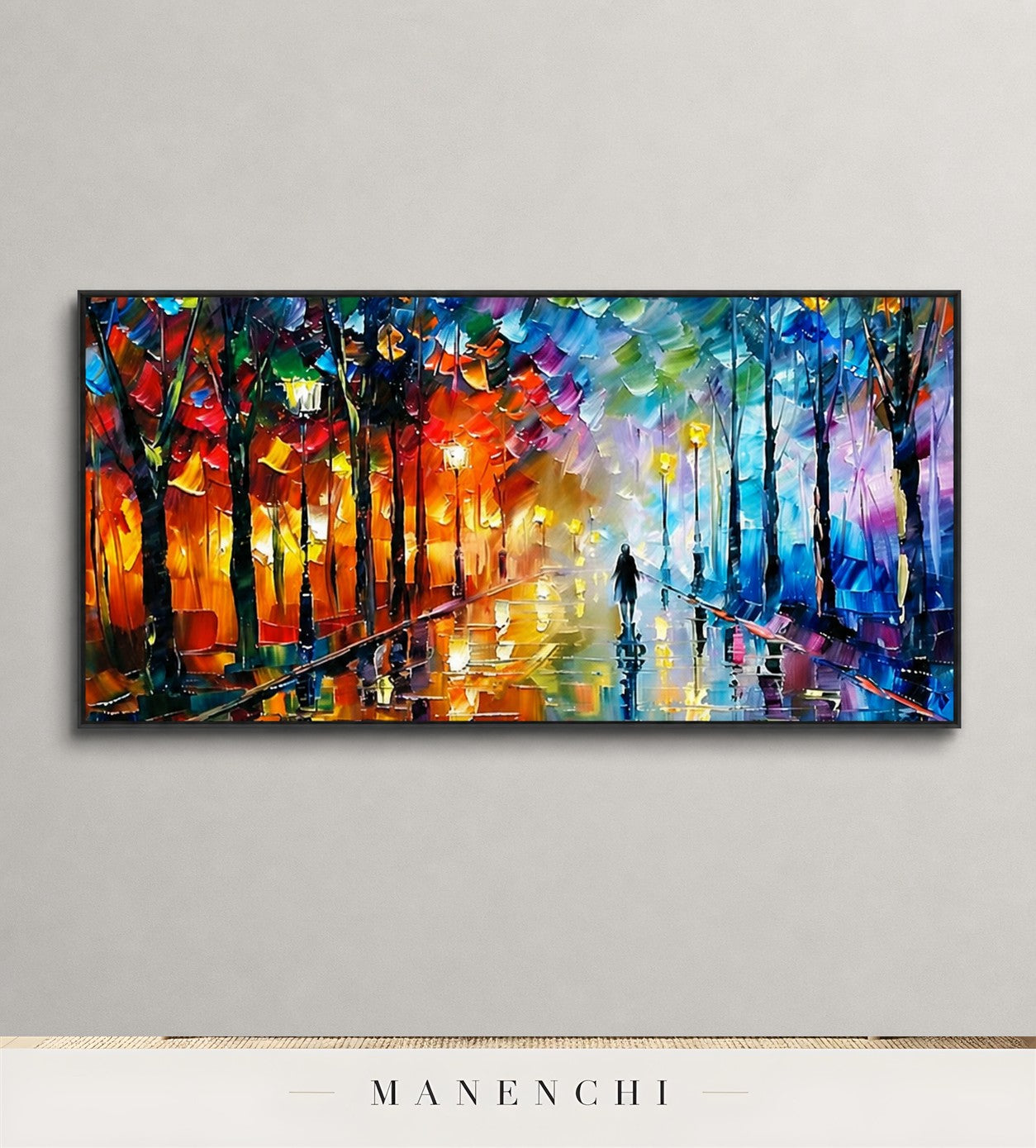 Varnished Iridescence | Contemporary Wall Art - original hand-painted painting by Manenchi, styled in a room setting