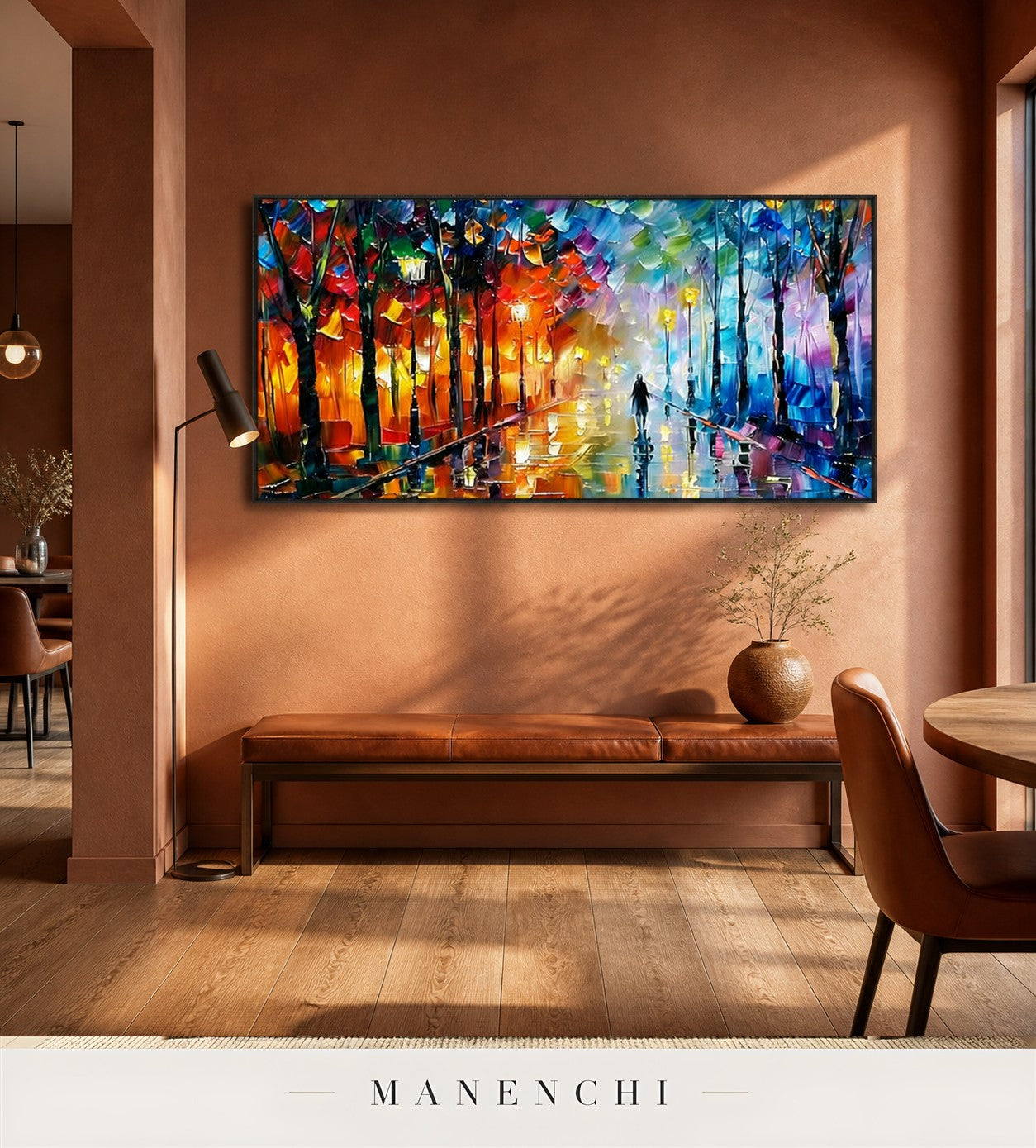 Varnished Iridescence | Contemporary Wall Art - original hand-painted painting by Manenchi, styled in a room setting