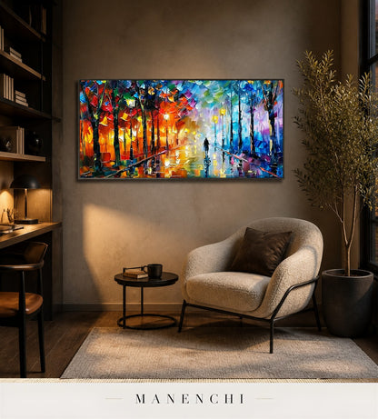 Varnished Iridescence | Contemporary Wall Art - original hand-painted painting by Manenchi, styled in a room setting