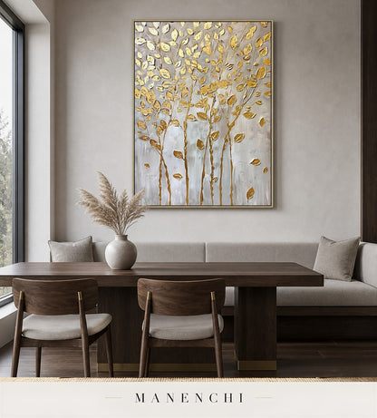 Foliate Web | Gold Leaf Wall Art - original hand-painted painting by Manenchi, styled in a room setting