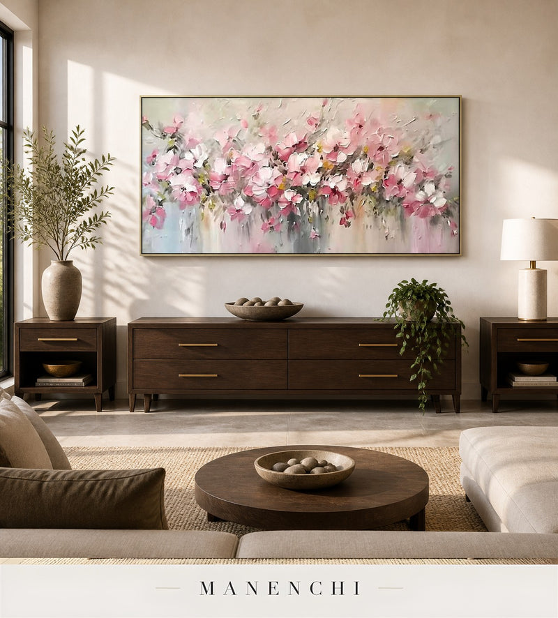 Corolla Whorls | Floral Wall Art - original hand-painted painting by Manenchi, styled in a room setting