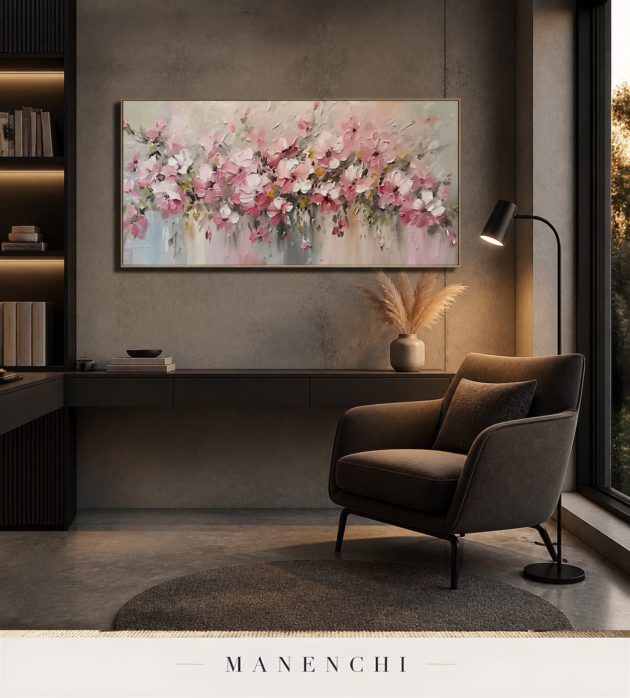 Corolla Whorls | Floral Wall Art - original hand-painted painting by Manenchi, styled in a room setting