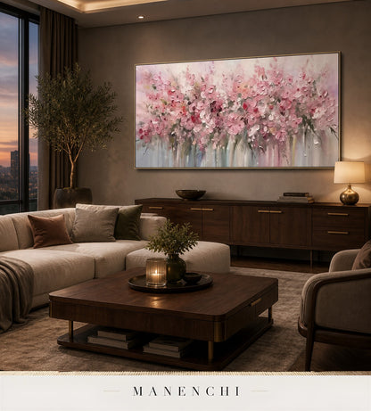 Nimbus Lattice | Floral Wall Art - original hand-painted painting by Manenchi, styled in a room setting