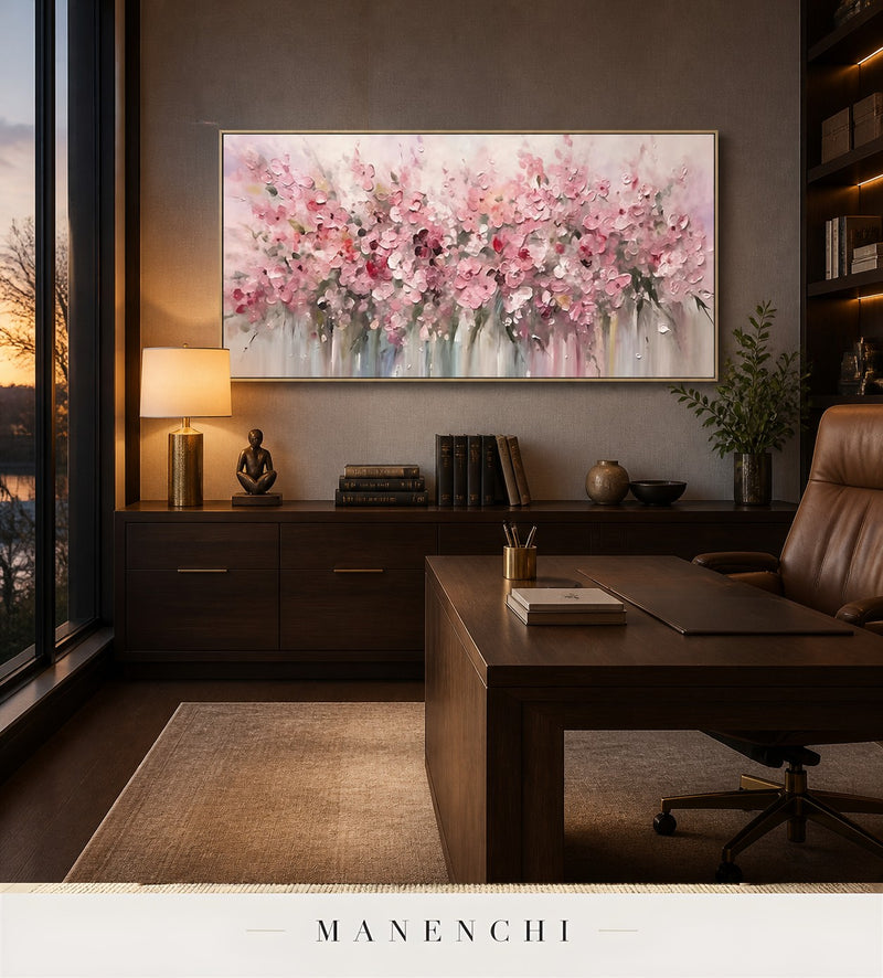 Nimbus Lattice | Floral Wall Art - original hand-painted painting by Manenchi, styled in a room setting