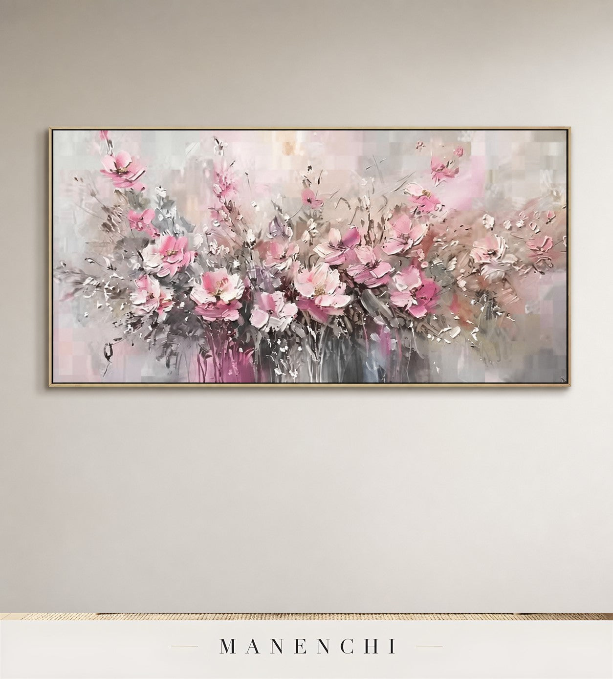 Silvered Arête | Floral Wall Art - original hand-painted painting by Manenchi, styled in a room setting