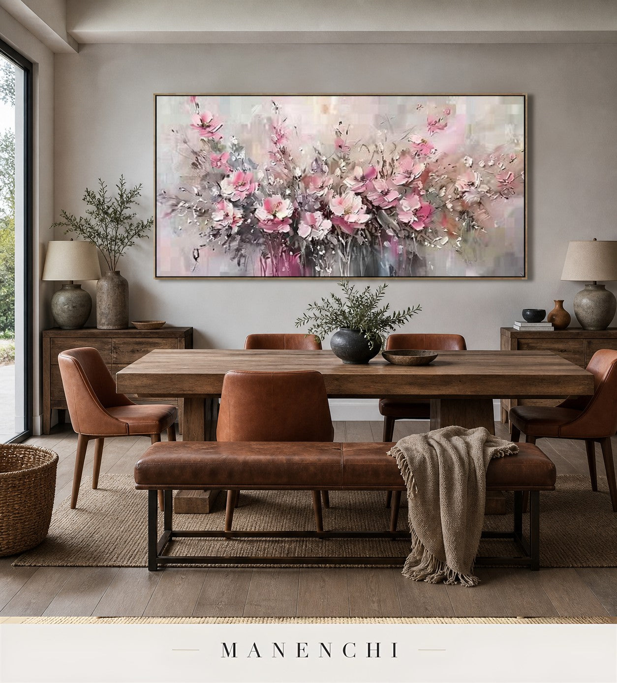Silvered Arête | Floral Wall Art - original hand-painted painting by Manenchi, styled in a room setting