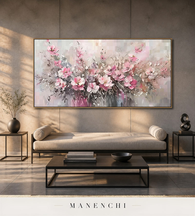 Silvered Arête | Floral Wall Art - original hand-painted painting by Manenchi, styled in a room setting