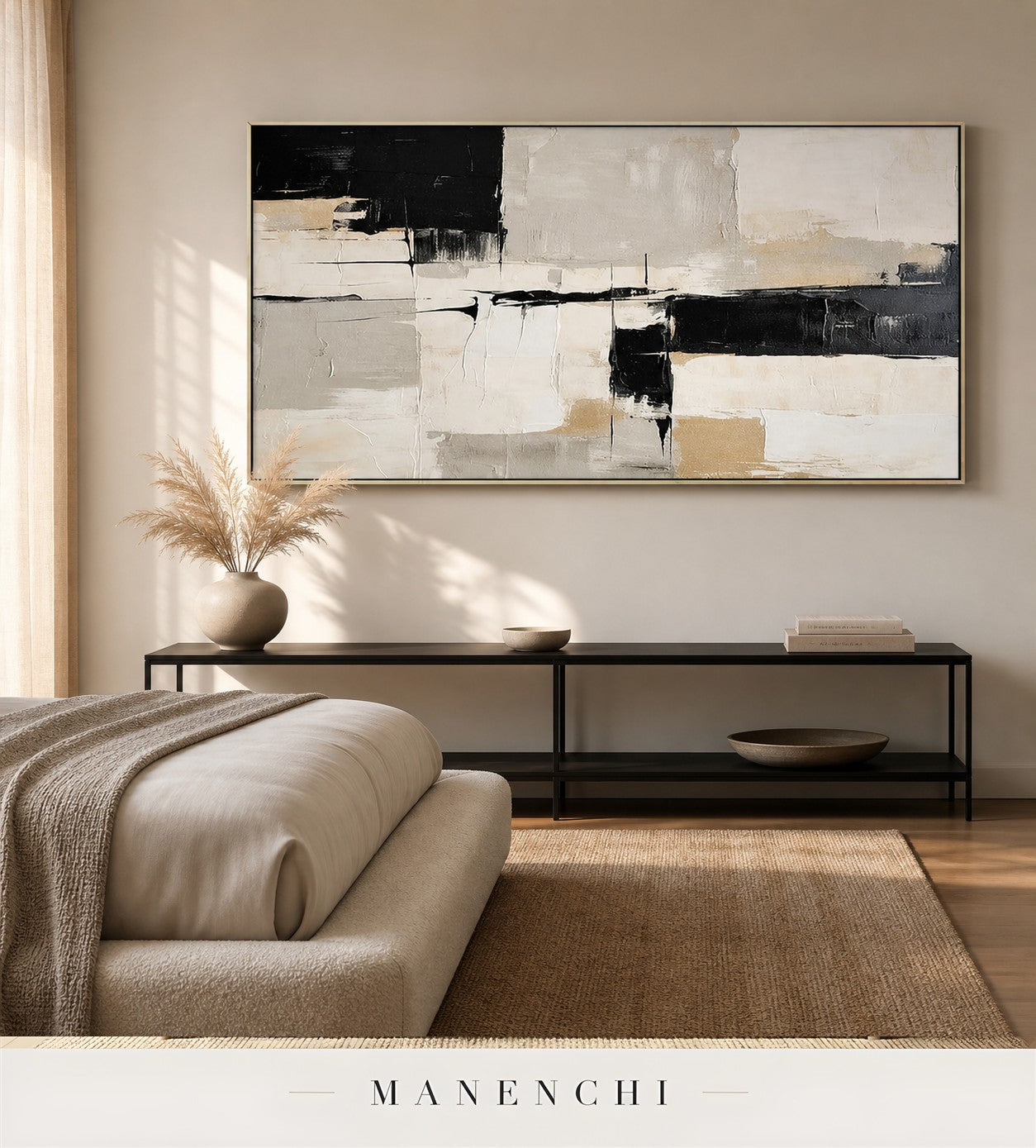 Tonal Mesa | Contemporary Wall Art - original hand-painted painting by Manenchi, styled in a room setting
