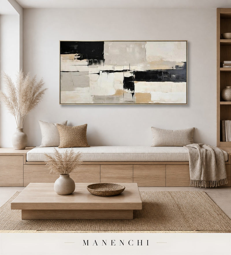 Tonal Mesa | Contemporary Wall Art - original hand-painted painting by Manenchi, styled in a room setting