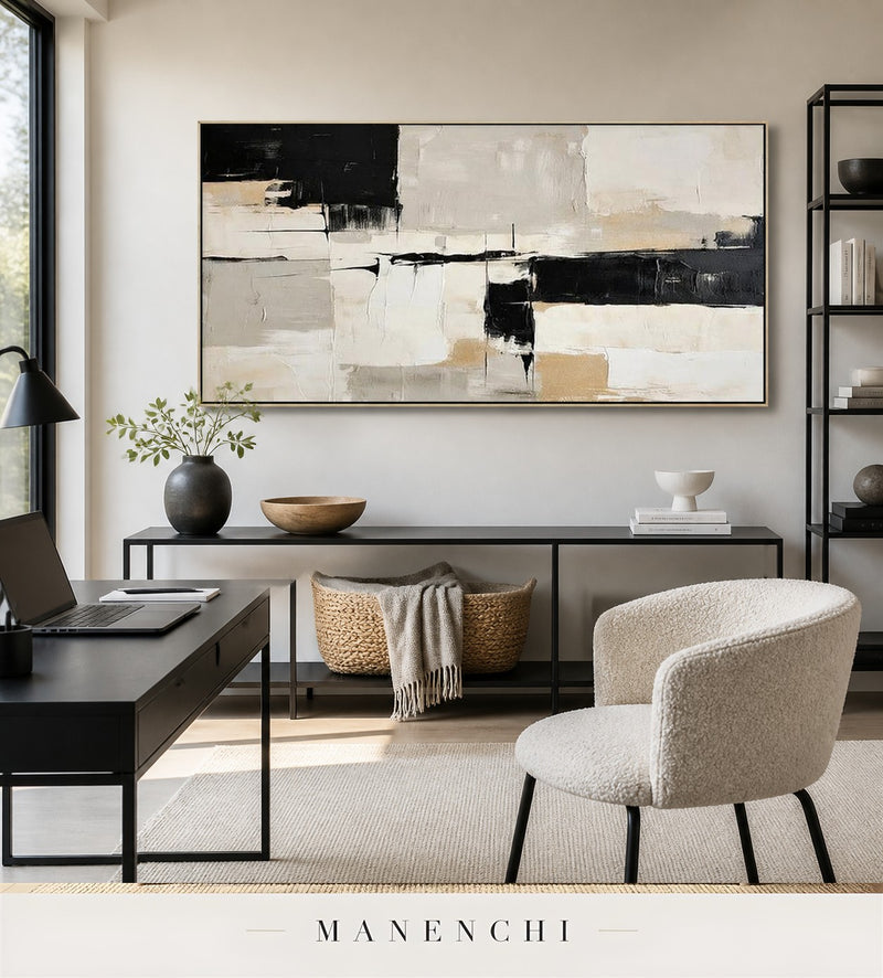 Tonal Mesa | Contemporary Wall Art - original hand-painted painting by Manenchi, styled in a room setting