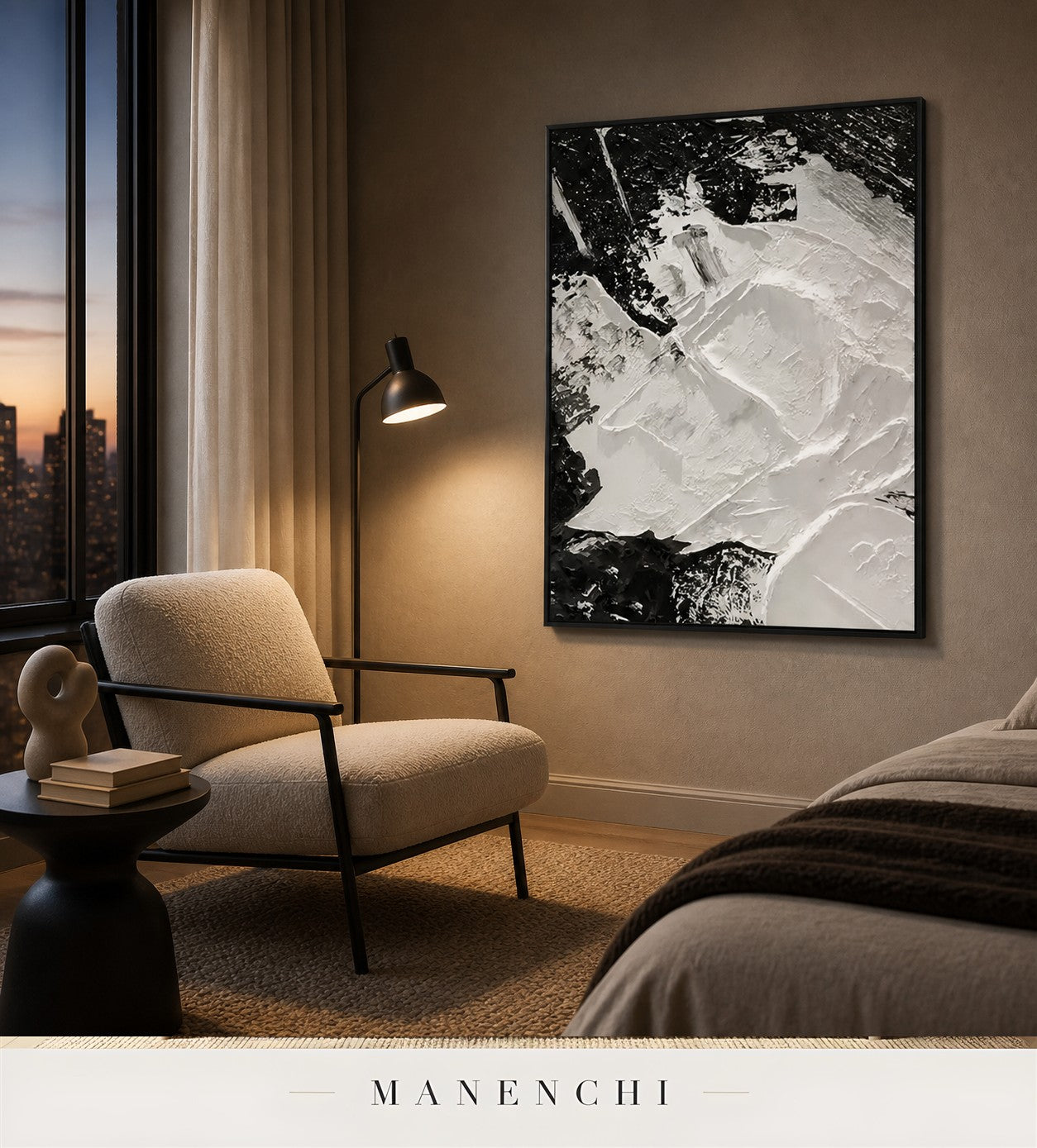 Gesso Formwork | Contemporary Wall Art - original hand-painted painting by Manenchi, styled in a room setting