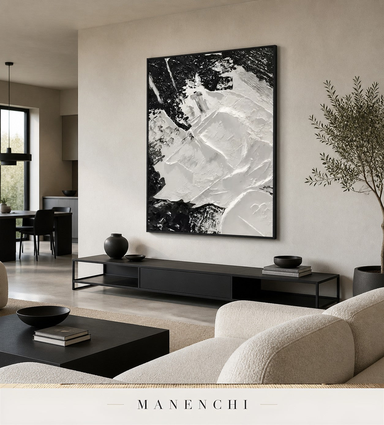 Gesso Formwork | Contemporary Wall Art - original hand-painted painting by Manenchi, styled in a room setting