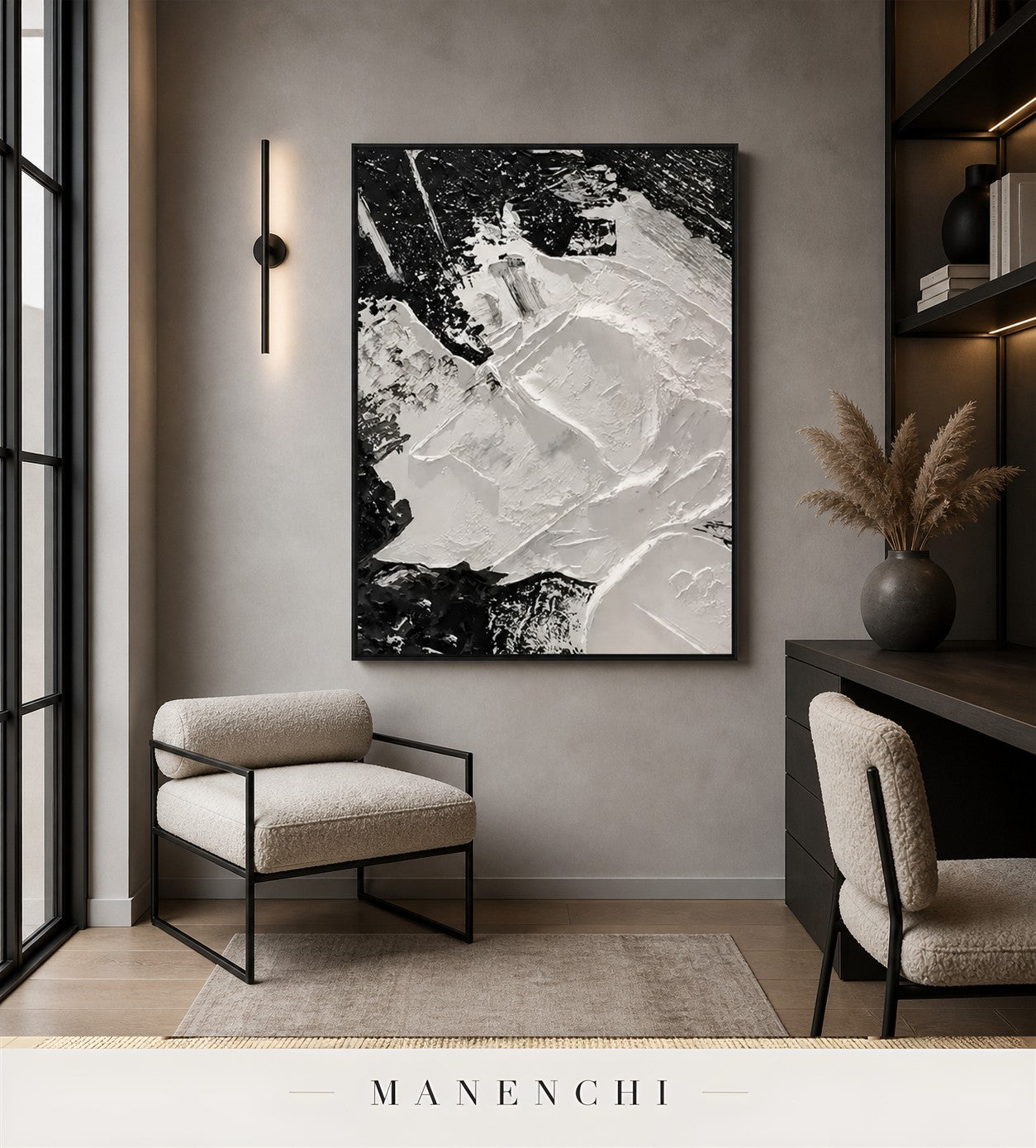 Gesso Formwork | Contemporary Wall Art - original hand-painted painting by Manenchi, styled in a room setting