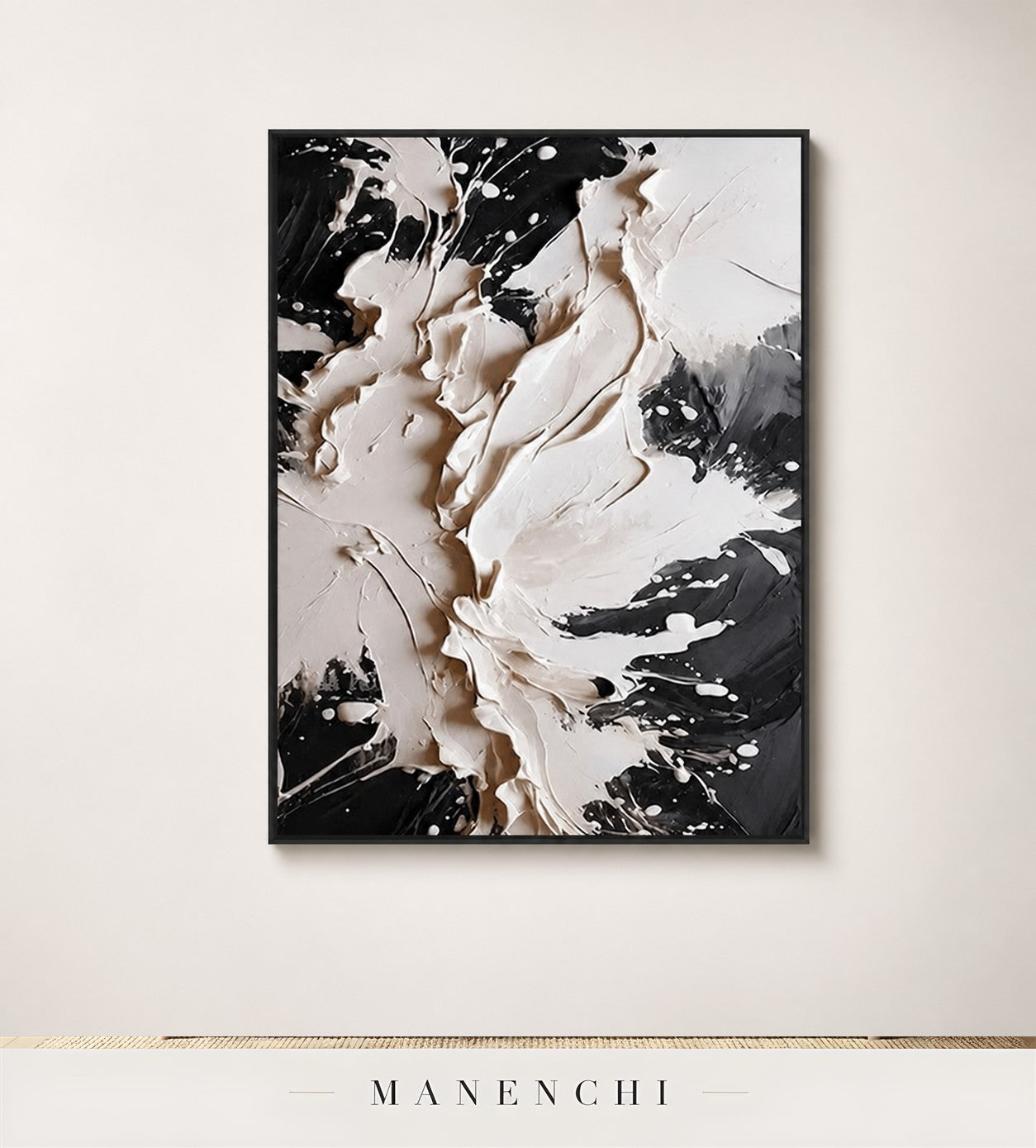 Scarped Shadows | Contemporary Wall Art - original hand-painted painting by Manenchi, styled in a room setting