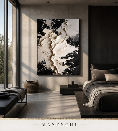 Scarped Shadows | Contemporary Wall Art - original hand-painted painting by Manenchi, styled in a room setting