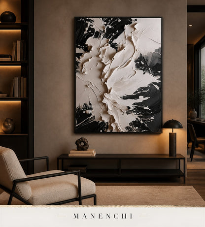 Scarped Shadows | Contemporary Wall Art - original hand-painted painting by Manenchi, styled in a room setting