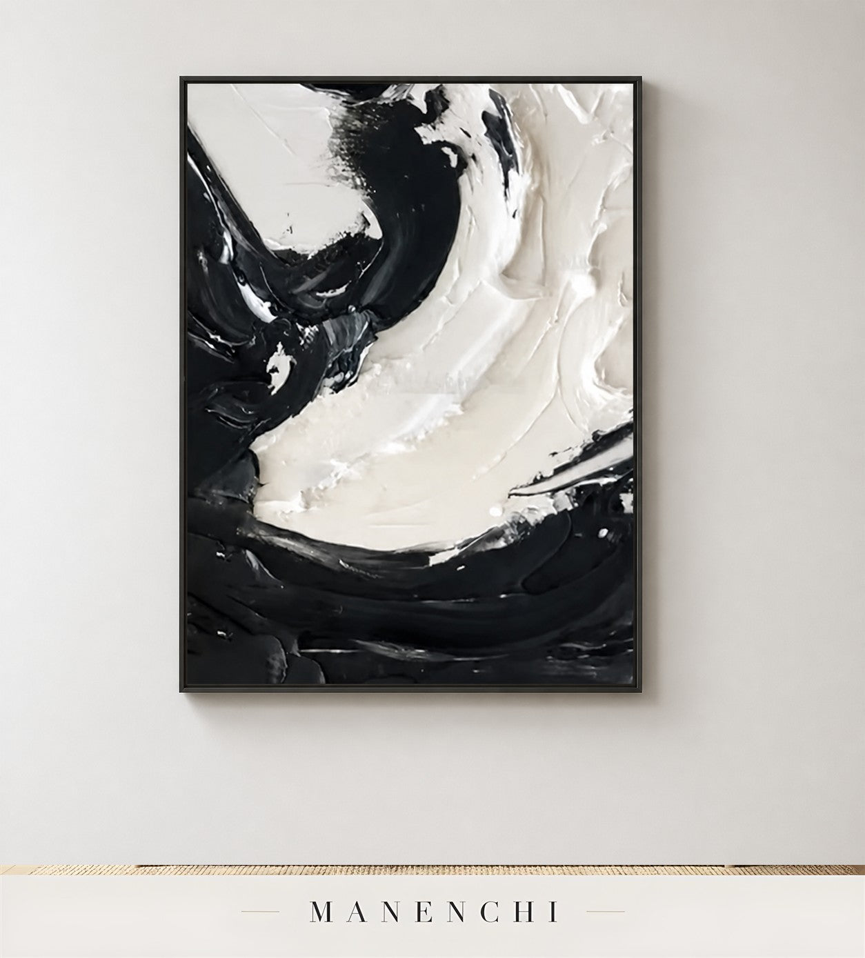 Tensioned Arc | Contemporary Wall Art - original hand-painted painting by Manenchi, styled in a room setting