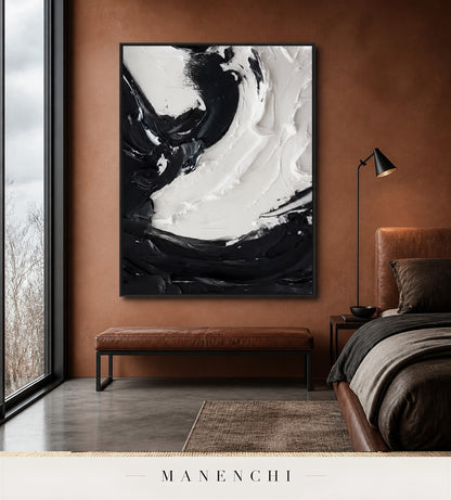 Tensioned Arc | Contemporary Wall Art - original hand-painted painting by Manenchi, styled in a room setting