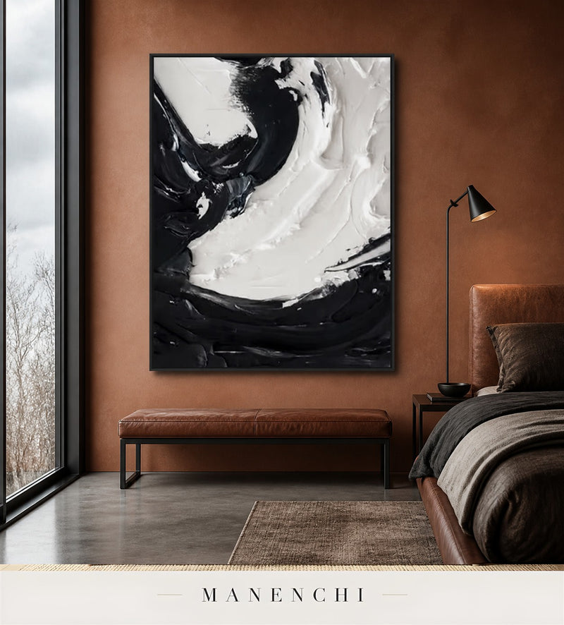 Tensioned Arc | Contemporary Wall Art - original hand-painted painting by Manenchi, styled in a room setting