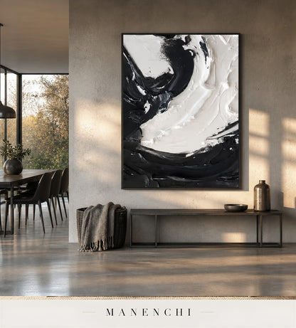 Tensioned Arc | Contemporary Wall Art - original hand-painted painting by Manenchi, styled in a room setting