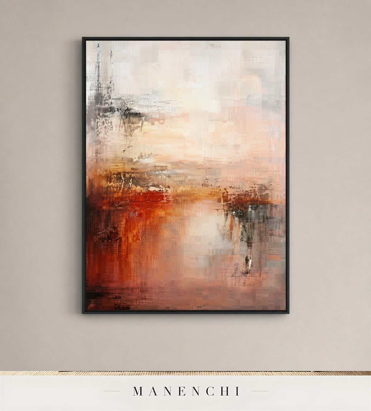 Muted Glide | Contemporary Wall Art - original hand-painted painting by Manenchi, styled in a room setting