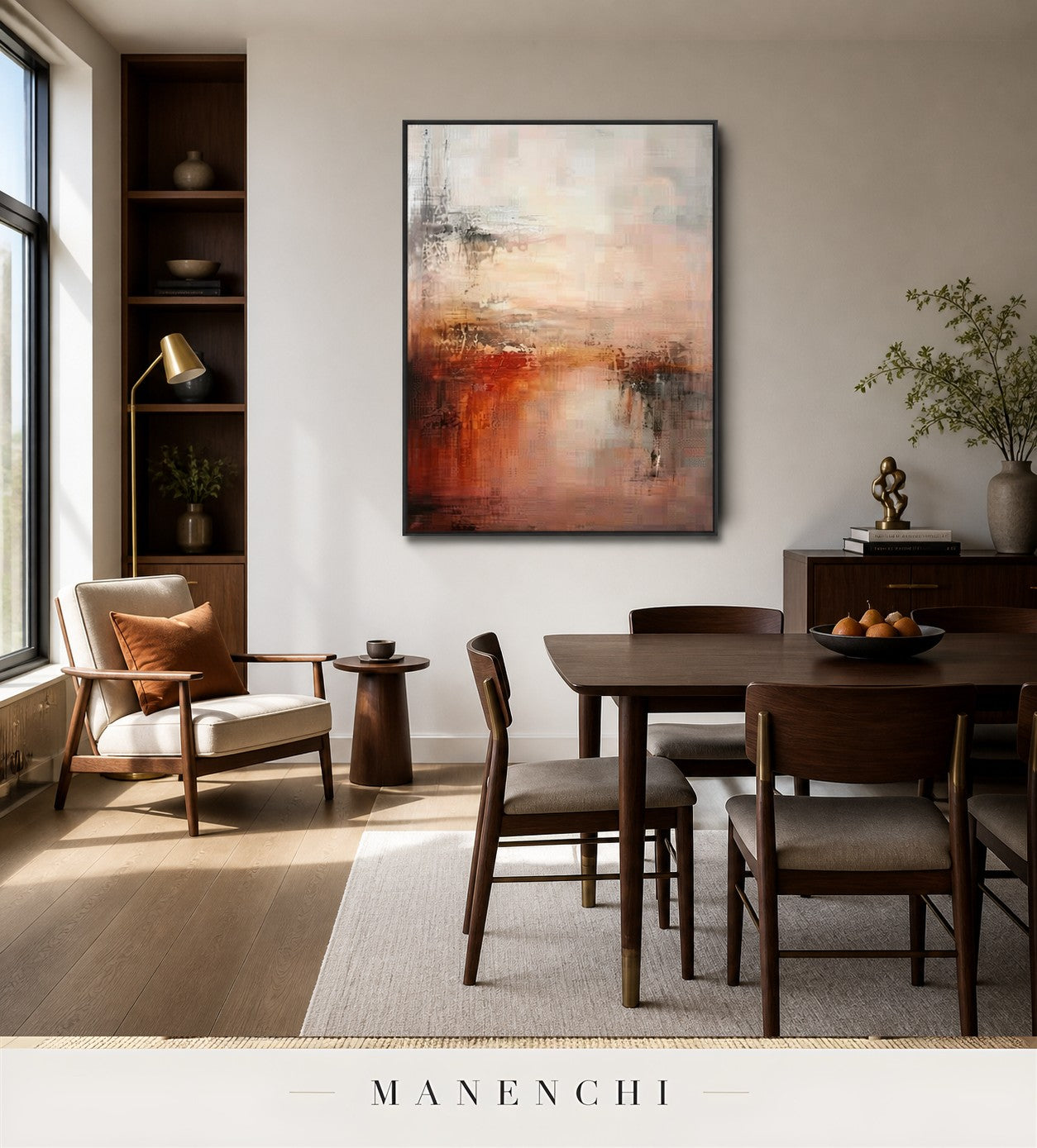 Muted Glide | Contemporary Wall Art - original hand-painted painting by Manenchi, styled in a room setting