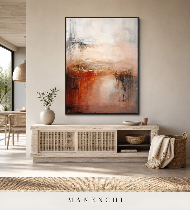 Muted Glide | Contemporary Wall Art - original hand-painted painting by Manenchi, styled in a room setting