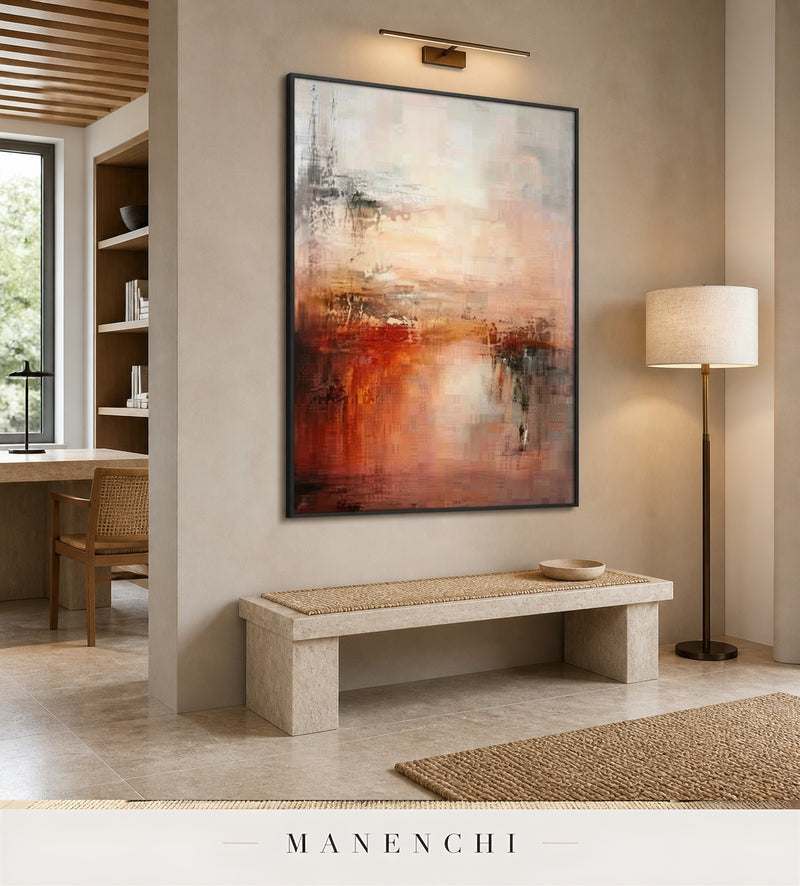 Muted Glide | Contemporary Wall Art - original hand-painted painting by Manenchi, styled in a room setting