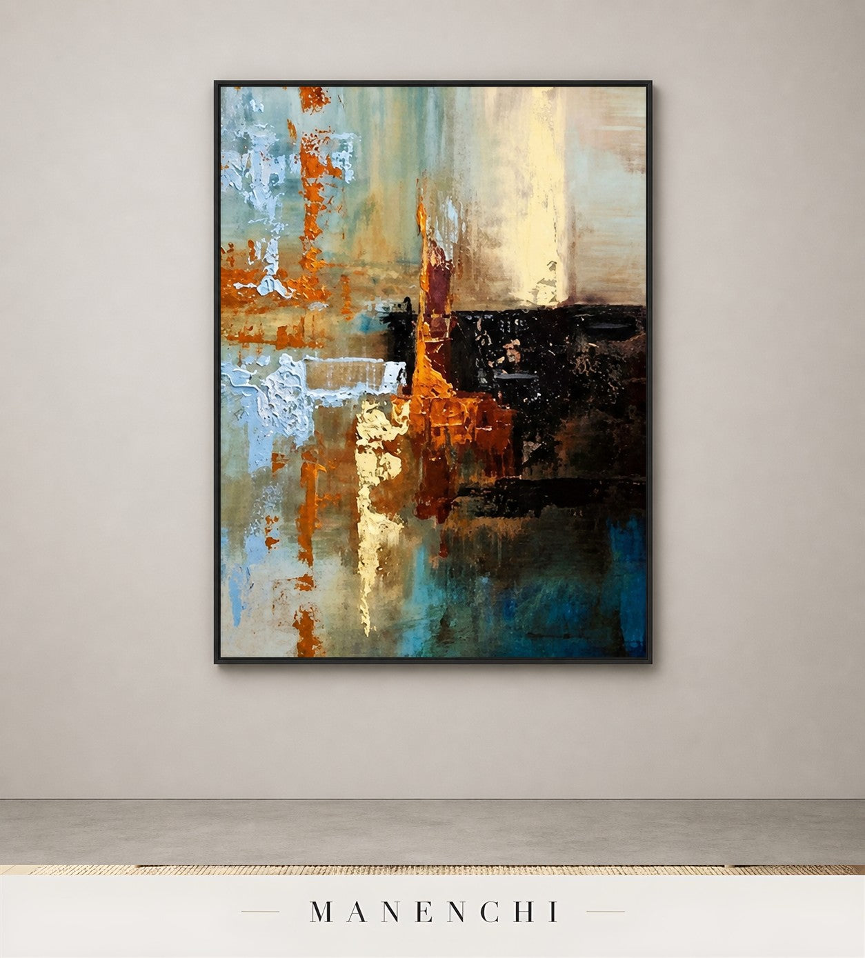 Calm Furrows | Contemporary Wall Art - original hand-painted painting by Manenchi, styled in a room setting