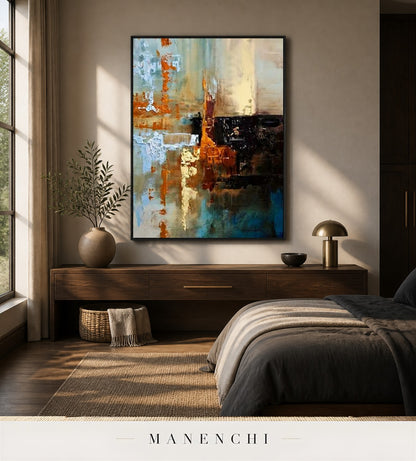 Calm Furrows | Contemporary Wall Art - original hand-painted painting by Manenchi, styled in a room setting