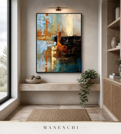 Calm Furrows | Contemporary Wall Art - original hand-painted painting by Manenchi, styled in a room setting