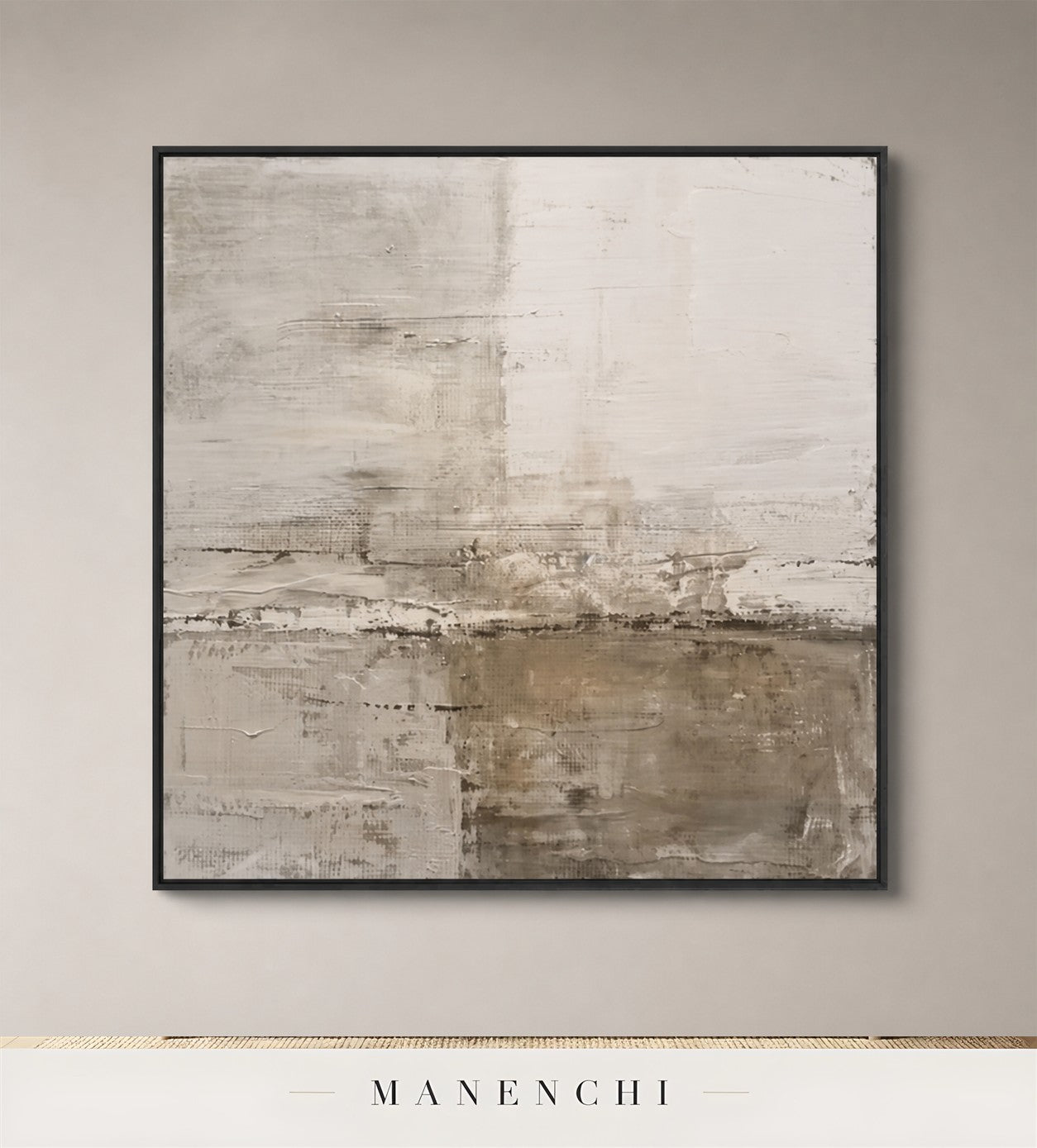 Raked Haze | Contemporary Wall Art - original hand-painted painting by Manenchi, styled in a room setting