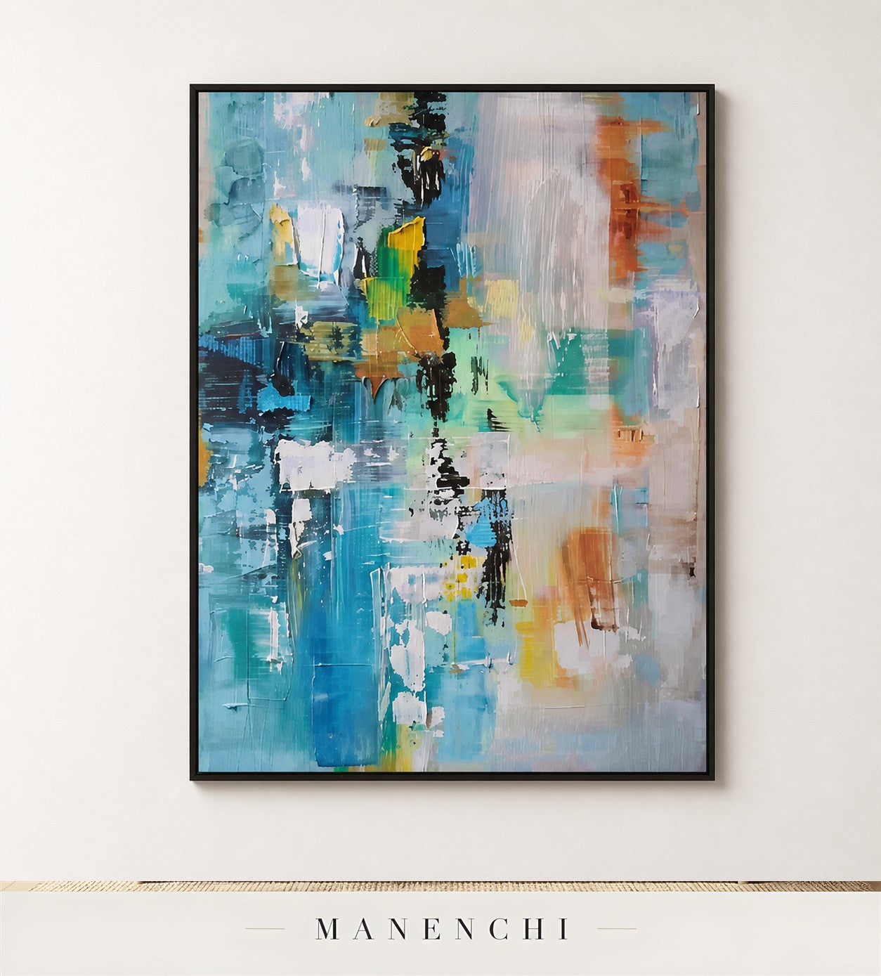 Serene Loft | Contemporary Wall Art - original hand-painted painting by Manenchi, styled in a room setting
