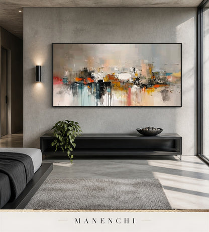 Impasto Descent | Contemporary Wall Art - original hand-painted painting by Manenchi, styled in a room setting