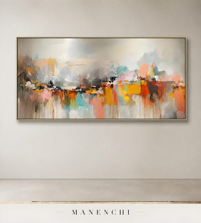 Quiet Cascade | Contemporary Wall Art - original hand-painted painting by Manenchi, styled in a room setting