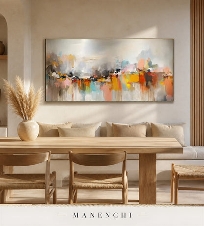 Quiet Cascade | Contemporary Wall Art - original hand-painted painting by Manenchi, styled in a room setting