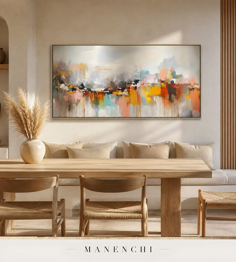 Quiet Cascade | Contemporary Wall Art - original hand-painted painting by Manenchi, styled in a room setting