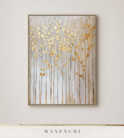 Auric Relief | Gold Leaf Wall Art - original hand-painted painting by Manenchi, styled in a room setting