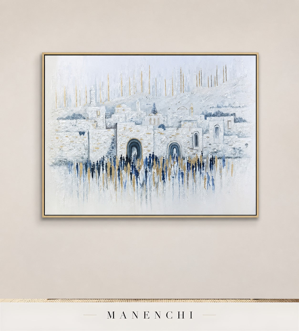 Auric Strata | Gold Leaf Wall Art - original hand-painted painting by Manenchi, styled in a room setting
