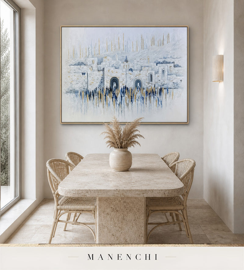 Auric Strata | Gold Leaf Wall Art - original hand-painted painting by Manenchi, styled in a room setting