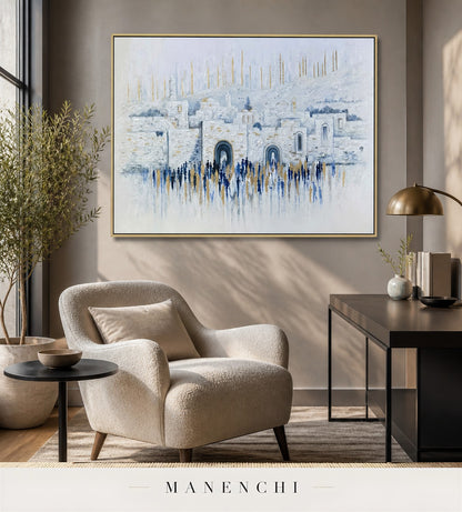 Auric Strata | Gold Leaf Wall Art - original hand-painted painting by Manenchi, styled in a room setting