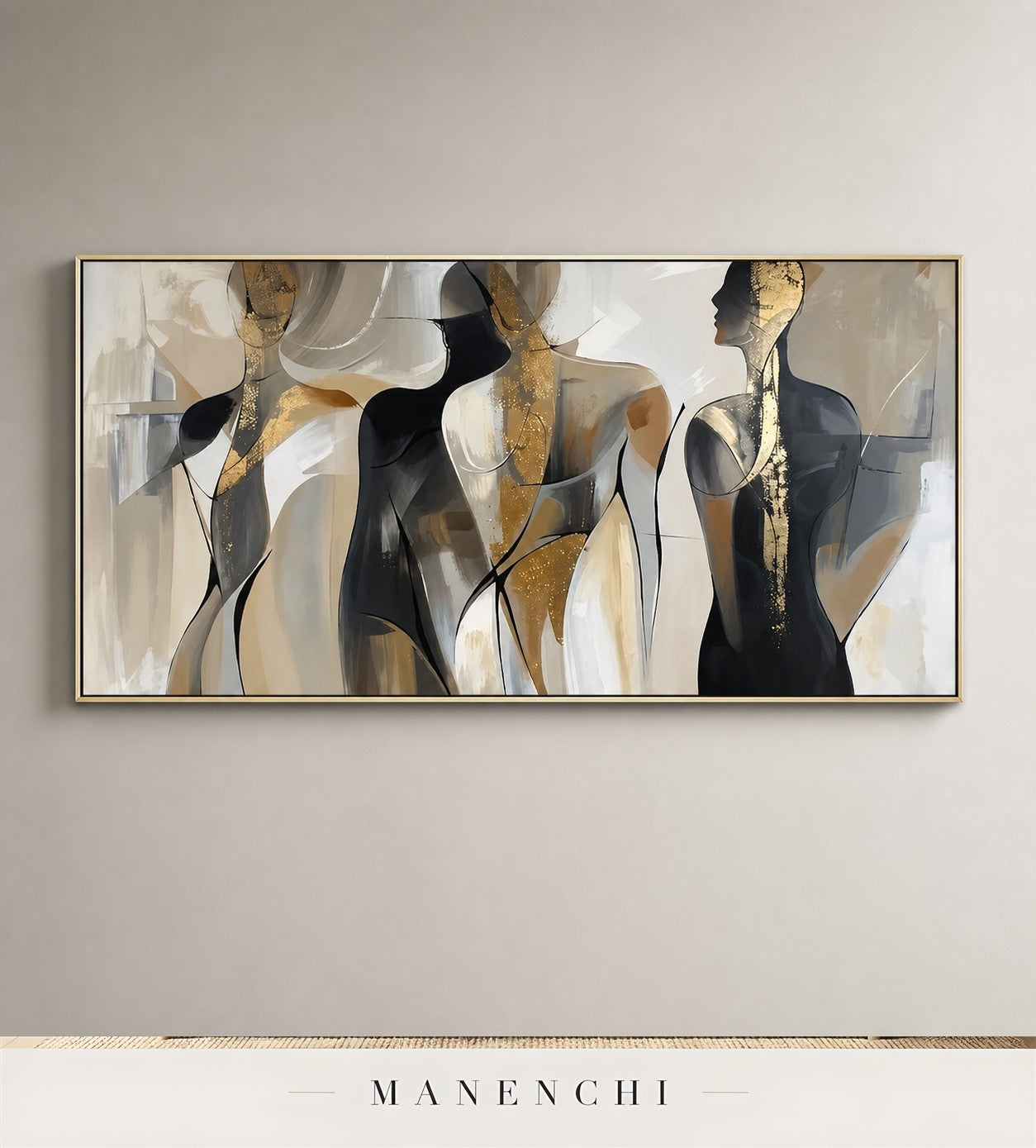 Lithe Lumina | Gold Leaf Wall Art - original hand-painted painting by Manenchi, styled in a room setting