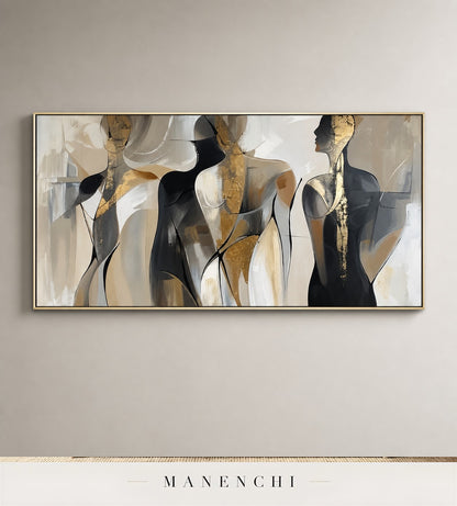 Lithe Lumina | Gold Leaf Wall Art - original hand-painted painting by Manenchi, styled in a room setting