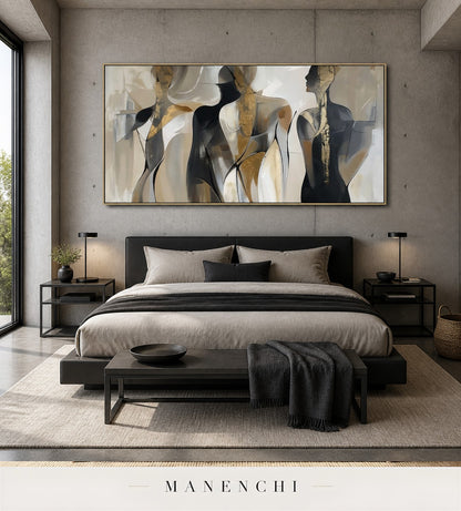 Lithe Lumina | Gold Leaf Wall Art - original hand-painted painting by Manenchi, styled in a room setting