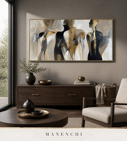 Lithe Lumina | Gold Leaf Wall Art - original hand-painted painting by Manenchi, styled in a room setting