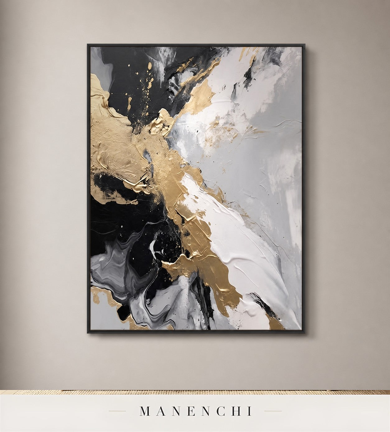 Gilded Mantle | Gold Leaf Wall Art - original hand-painted painting by Manenchi, styled in a room setting