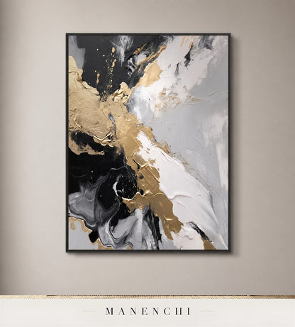 Gilded Mantle | Gold Leaf Wall Art - original hand-painted painting by Manenchi, styled in a room setting