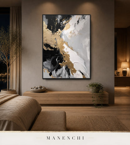 Gilded Mantle | Gold Leaf Wall Art - original hand-painted painting by Manenchi, styled in a room setting