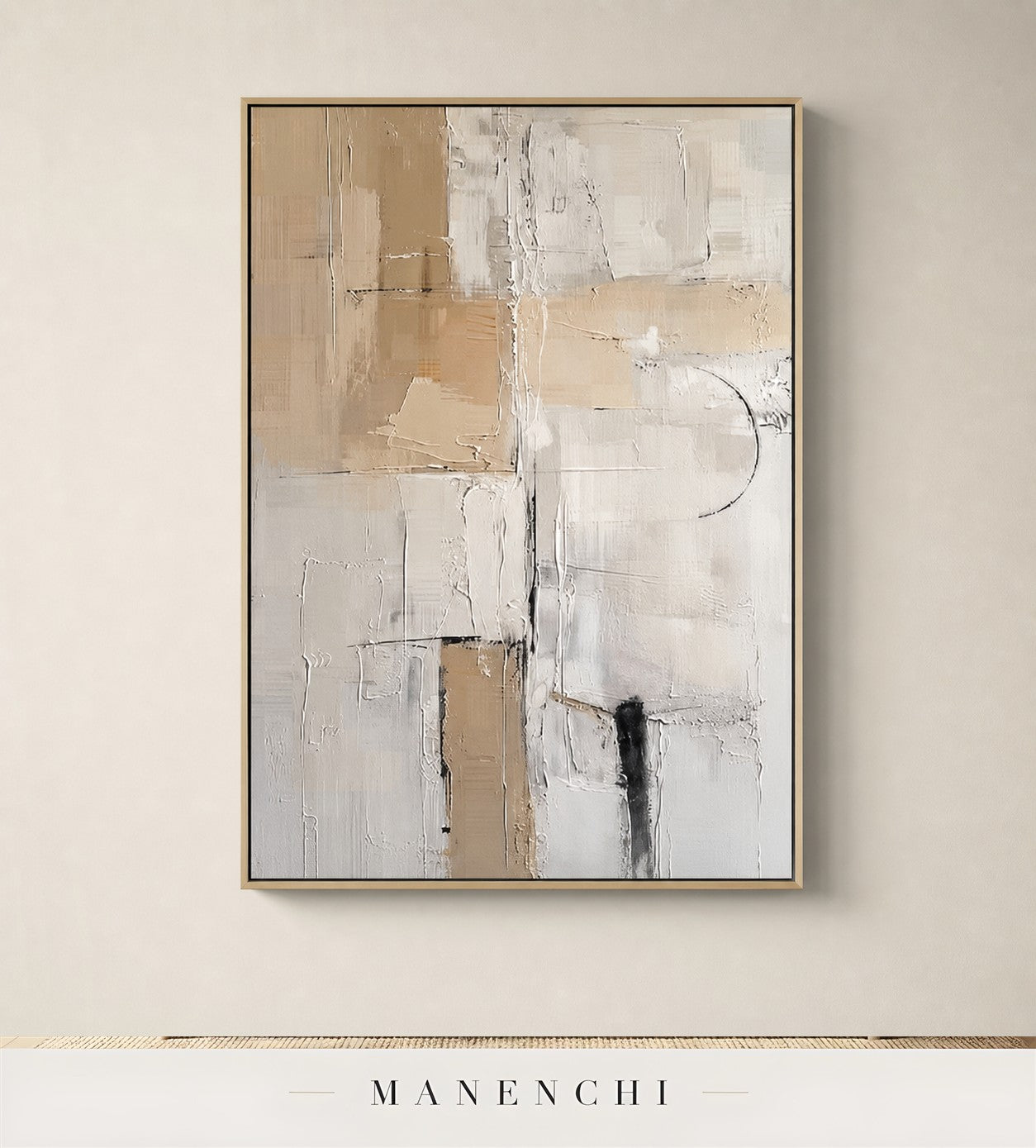Structured Grain | Contemporary Wall Art - original hand-painted painting by Manenchi, styled in a room setting